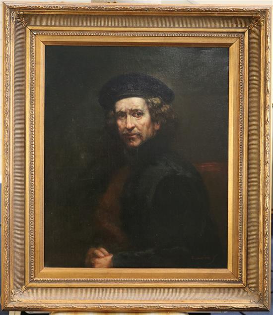 After Rembrandt Van Rijn Self portrait as a young man 24 x 20in.